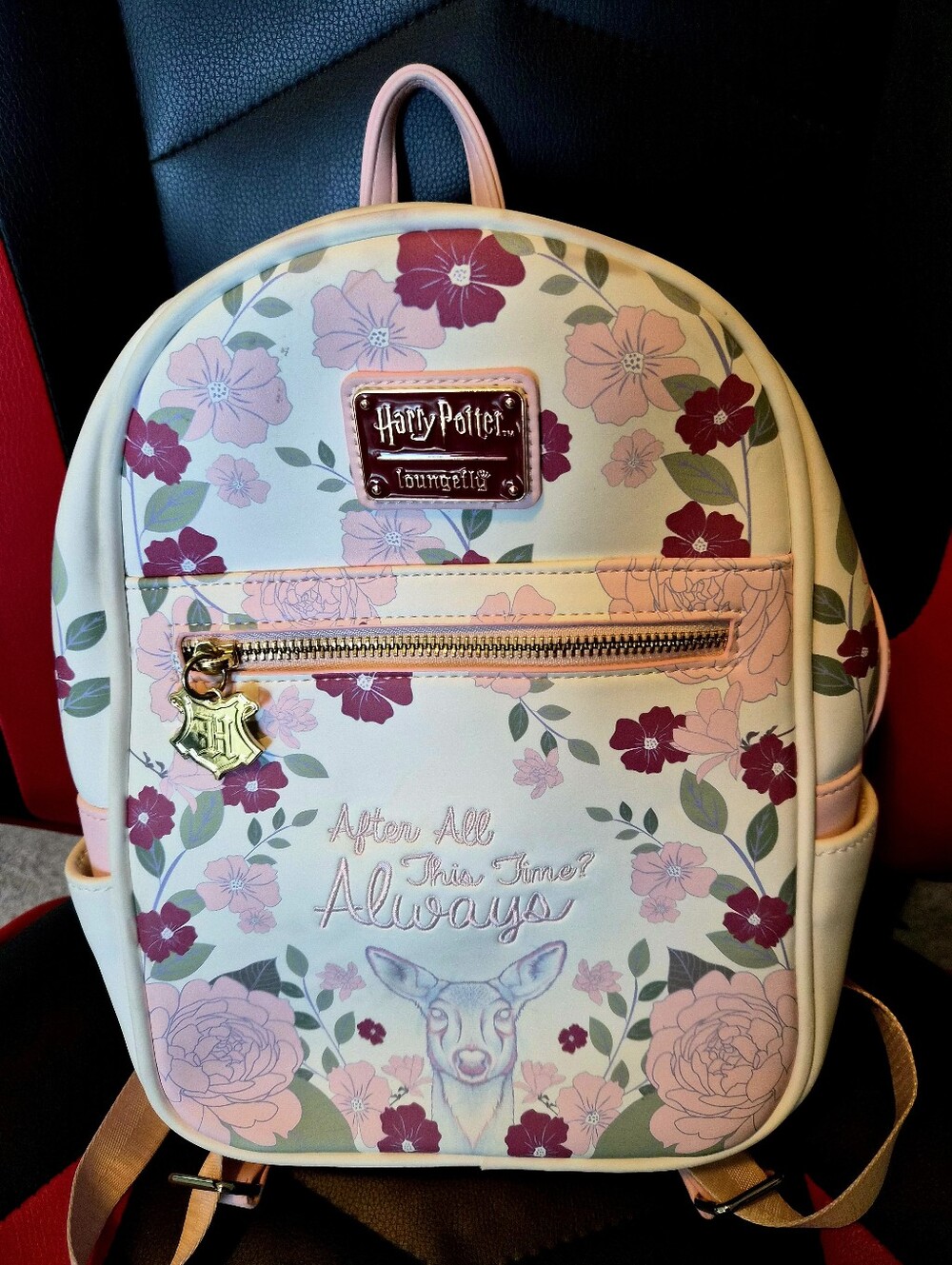 Loungefly Harry Potter Always Mini Backpack White/Pink Floral Faux Leather